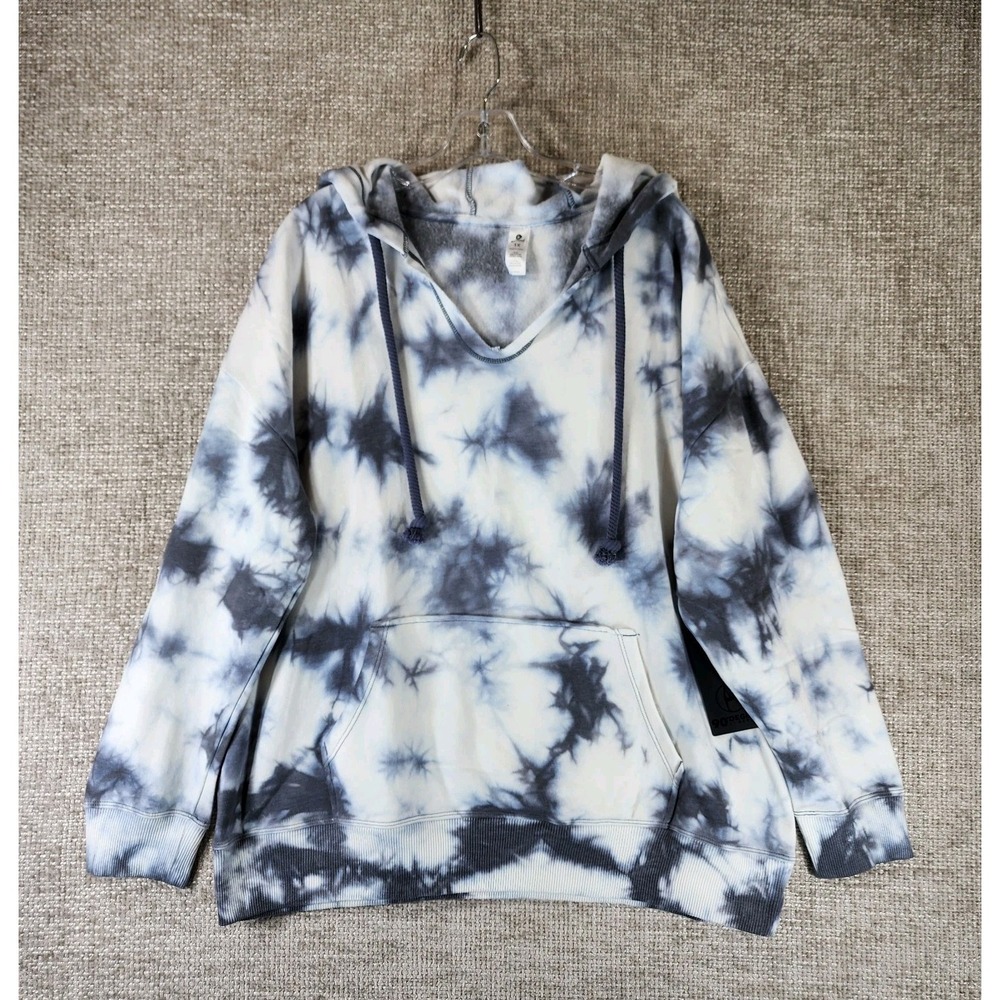90 Degree Reflex Hoodie Womens 1X Blue Rock Climb‎ Tie Dye Sweatshirt V-Neck NWI